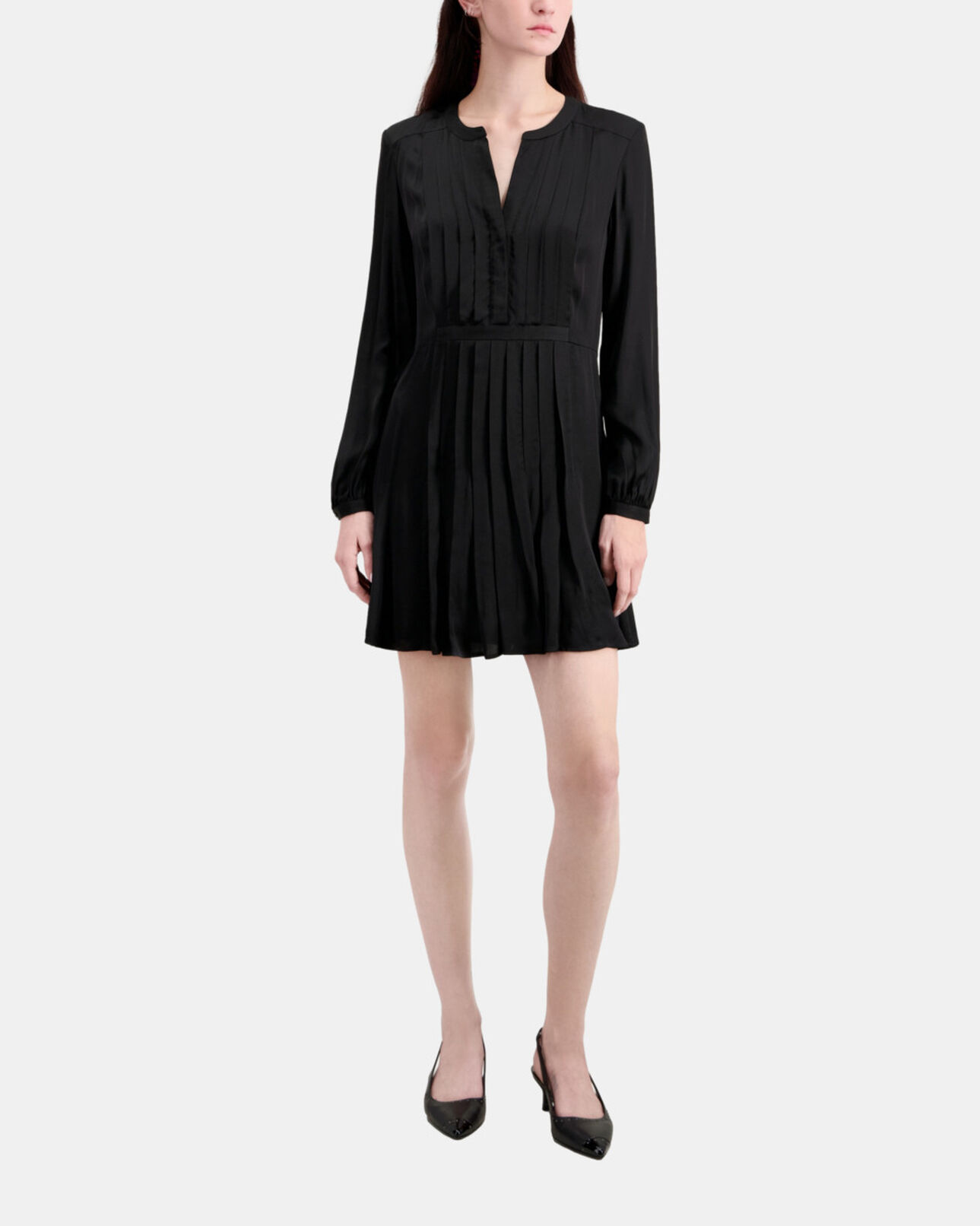 The Kooples WOMEN BLACK short black dress with pleating
