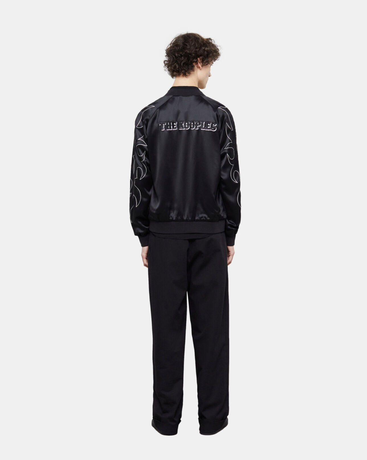 The Kooples HOMME BLACK blouson teddy noir avec broderies western