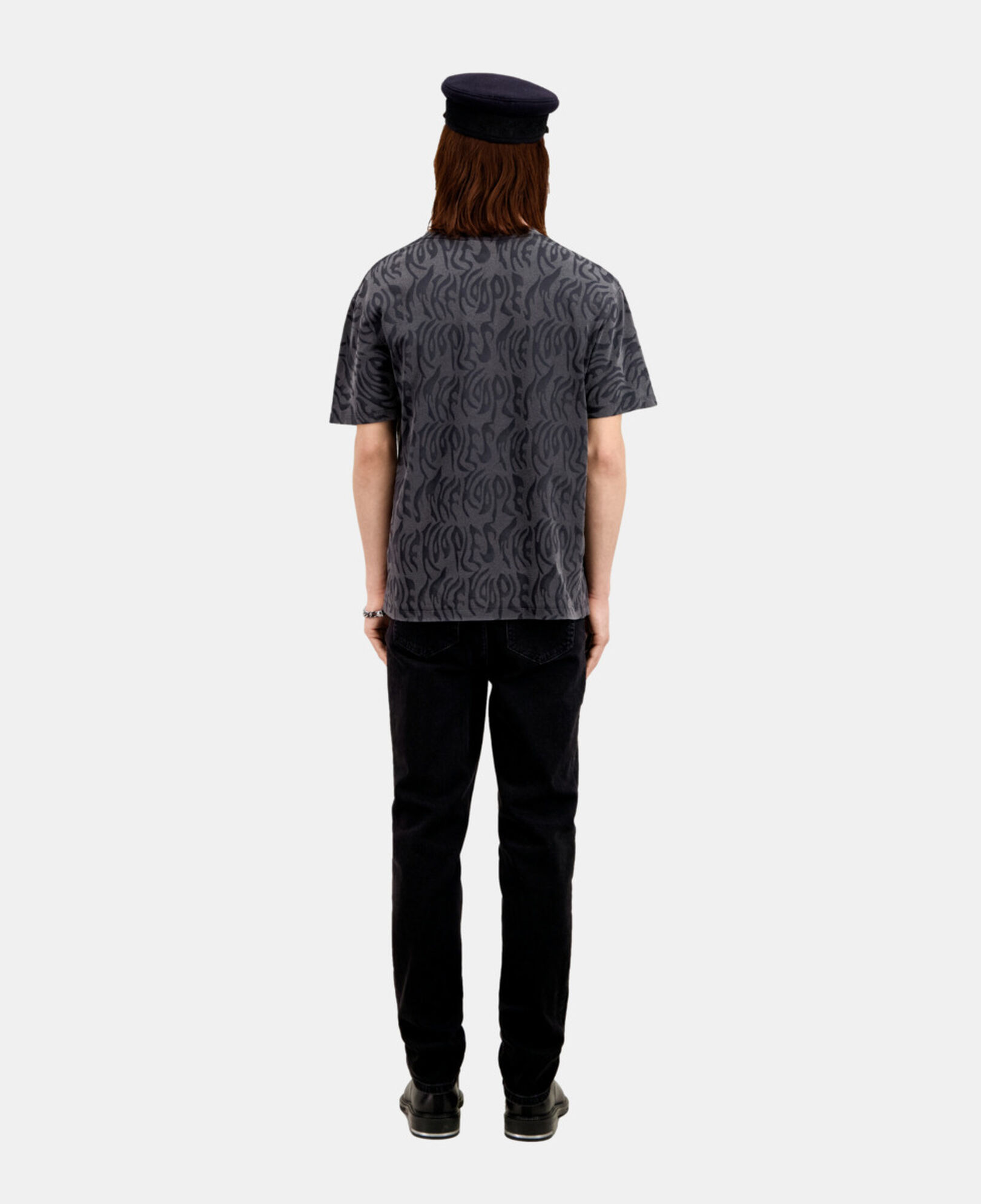 The Kooples MEN BLACK WASHED men's printed t-shirt