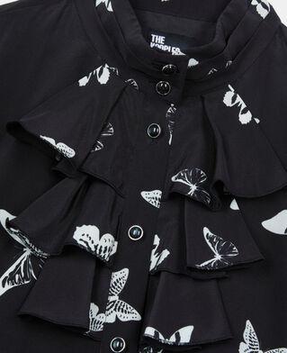 The Kooples FEMME BLACK WHITE robe courte imprim&eacute;e papillons