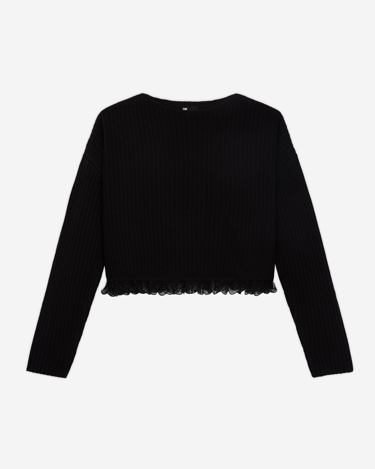 The Kooples WOMEN BLACK short black wool sweater