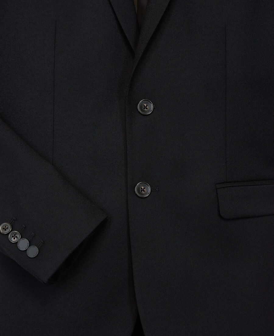 elegante jacke aus schwarzer wolle mit revers