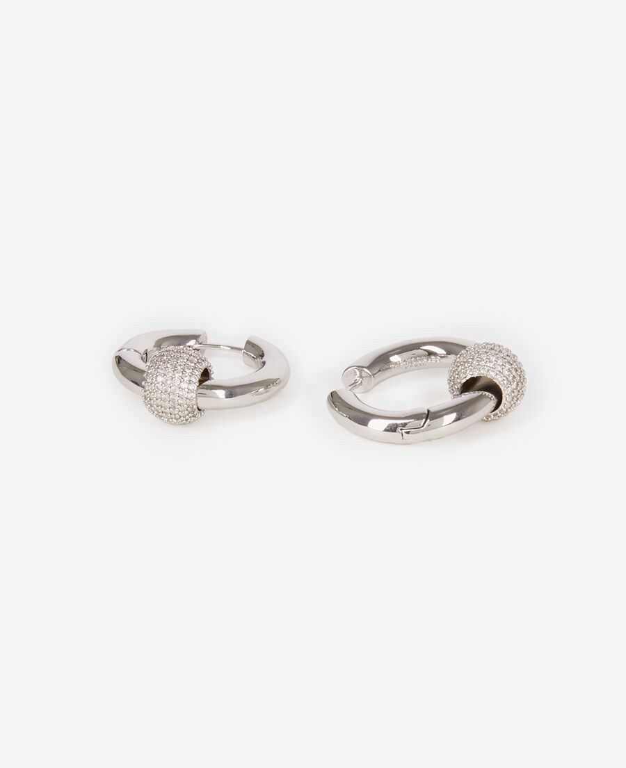 The Kooples FEMME SILVER boucles d'oreilles créole argentée et strass