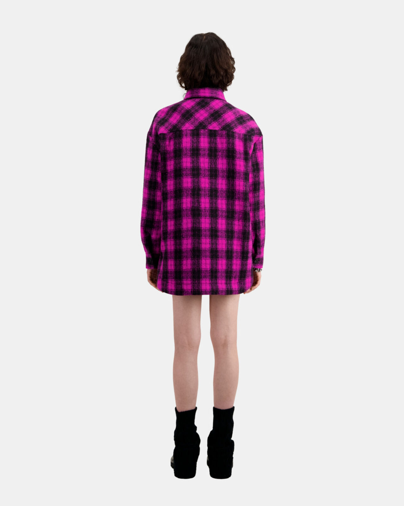 The Kooples WOMEN PINK BLACK overshirt style jacket with pink checks