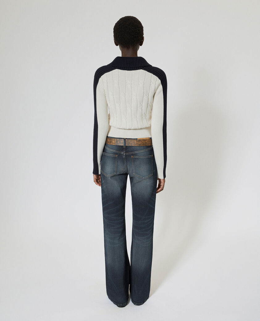 The Kooples F ECRU NAVY ecru cotton cardigan