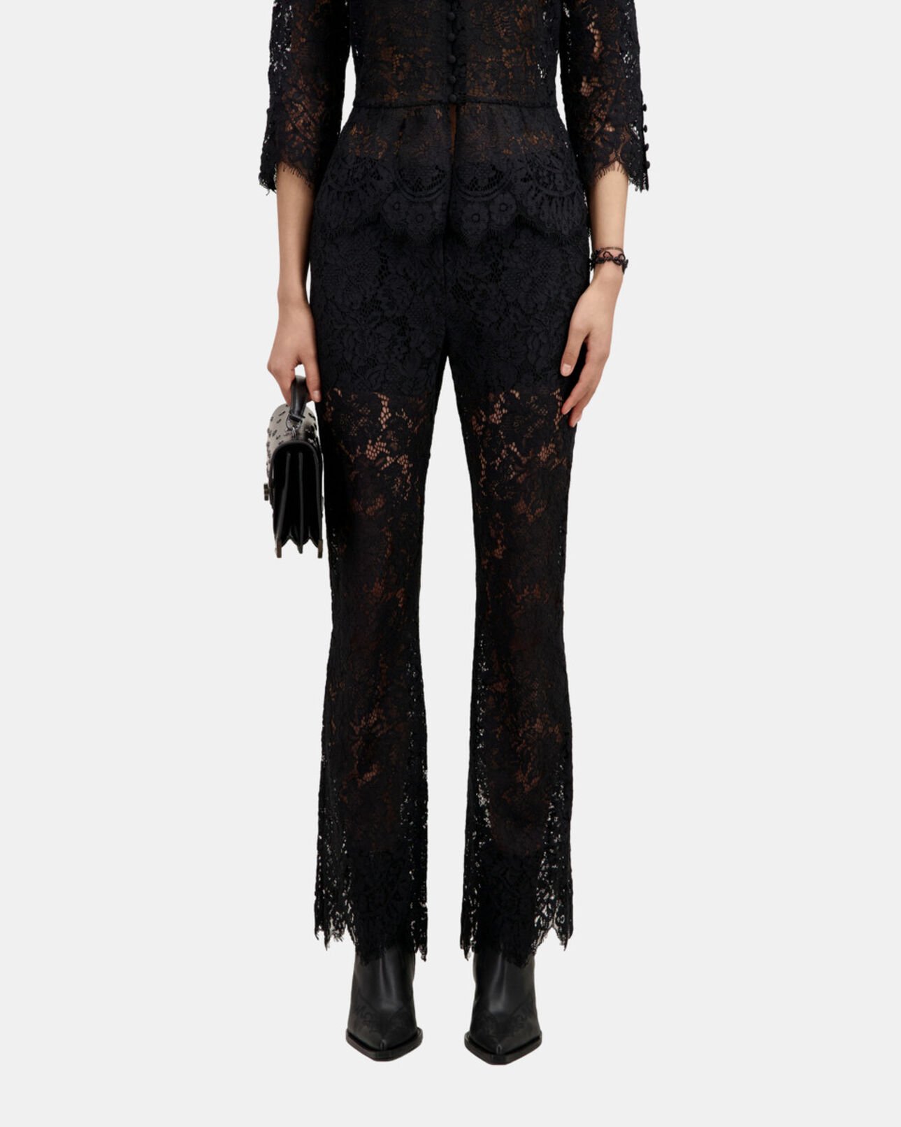 The Kooples WOMEN BLACK black lace trousers