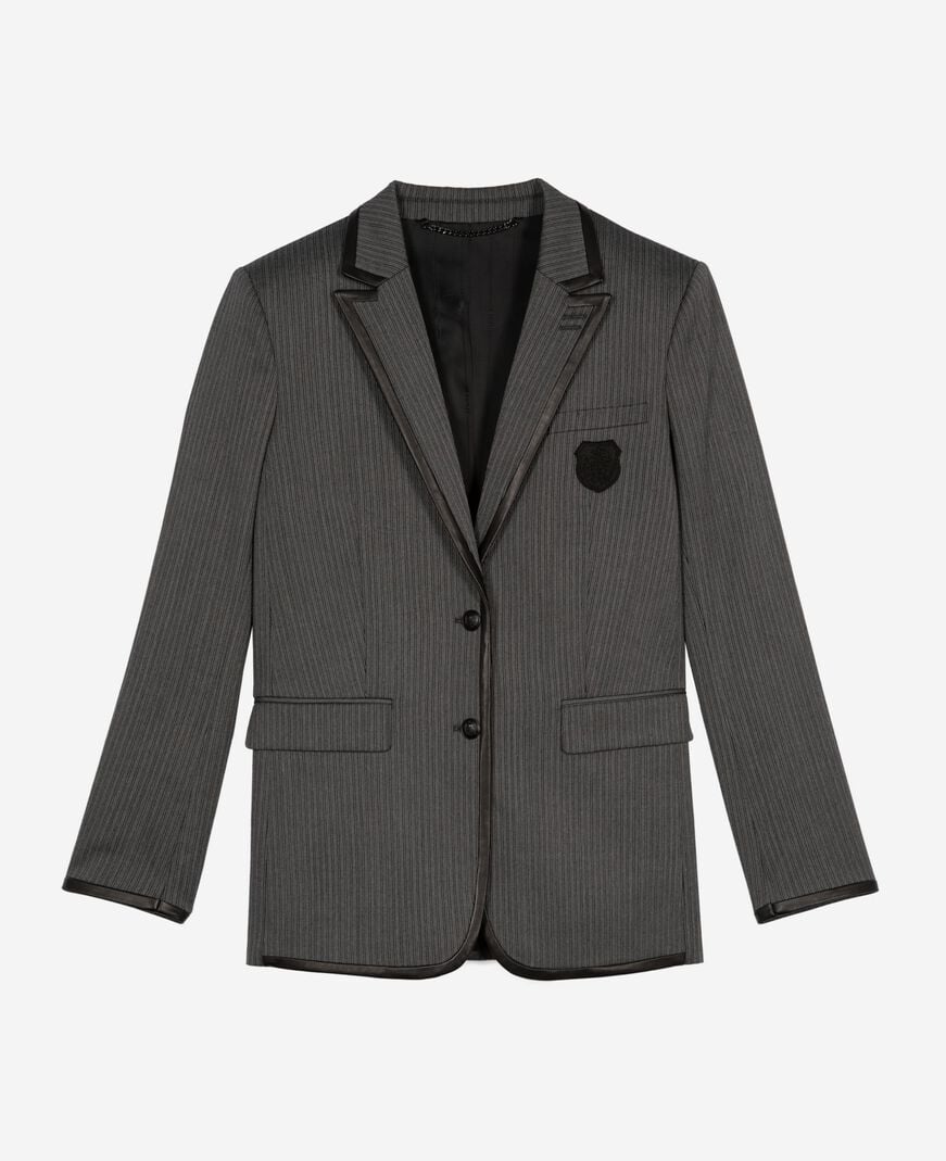 The Kooples WOMEN DARK GREY grey wool-blend striped jacket