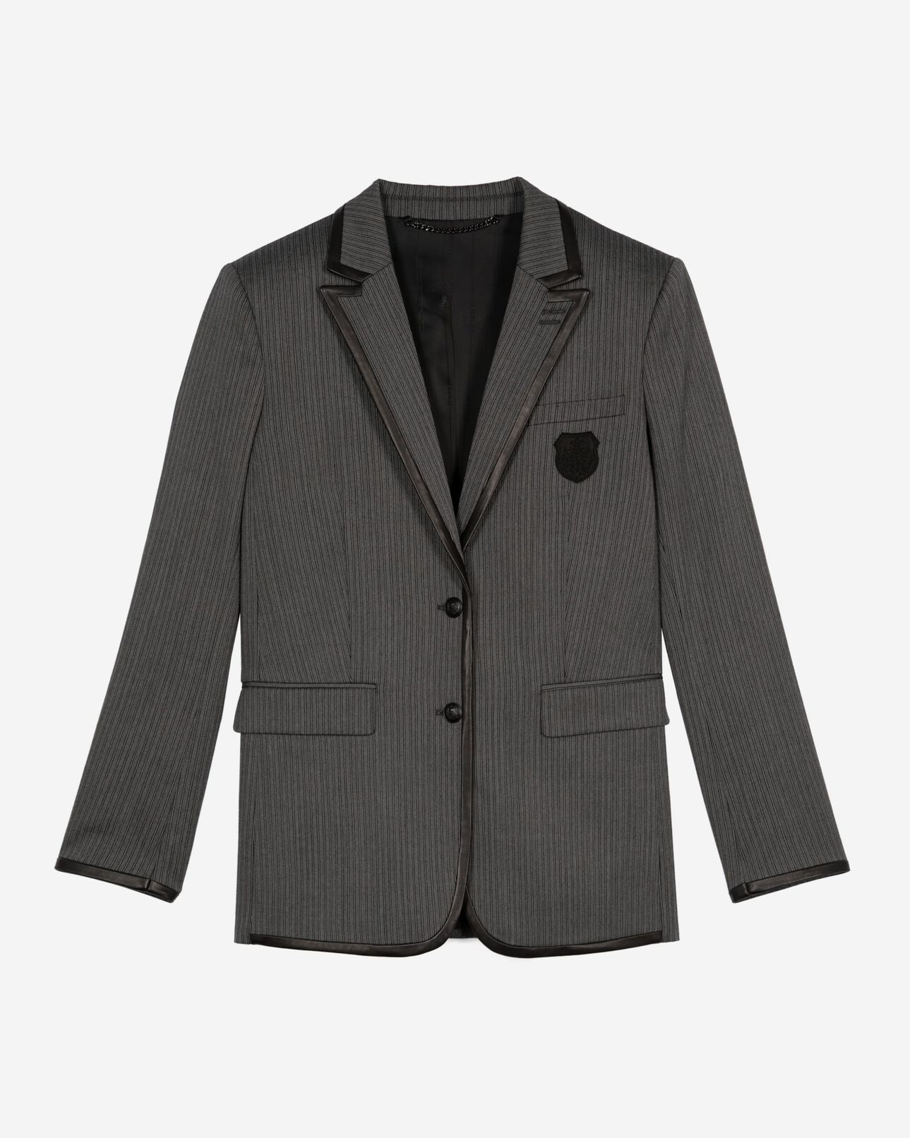 The Kooples DAMEN DARK GREY gestreifte jacke aus grauem wollgemisch