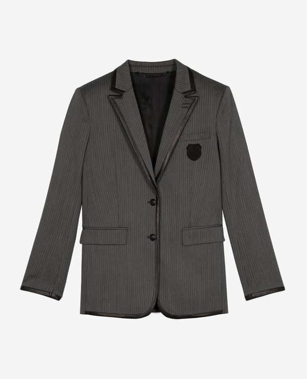 The Kooples WOMEN DARK GREY grey wool-blend striped jacket