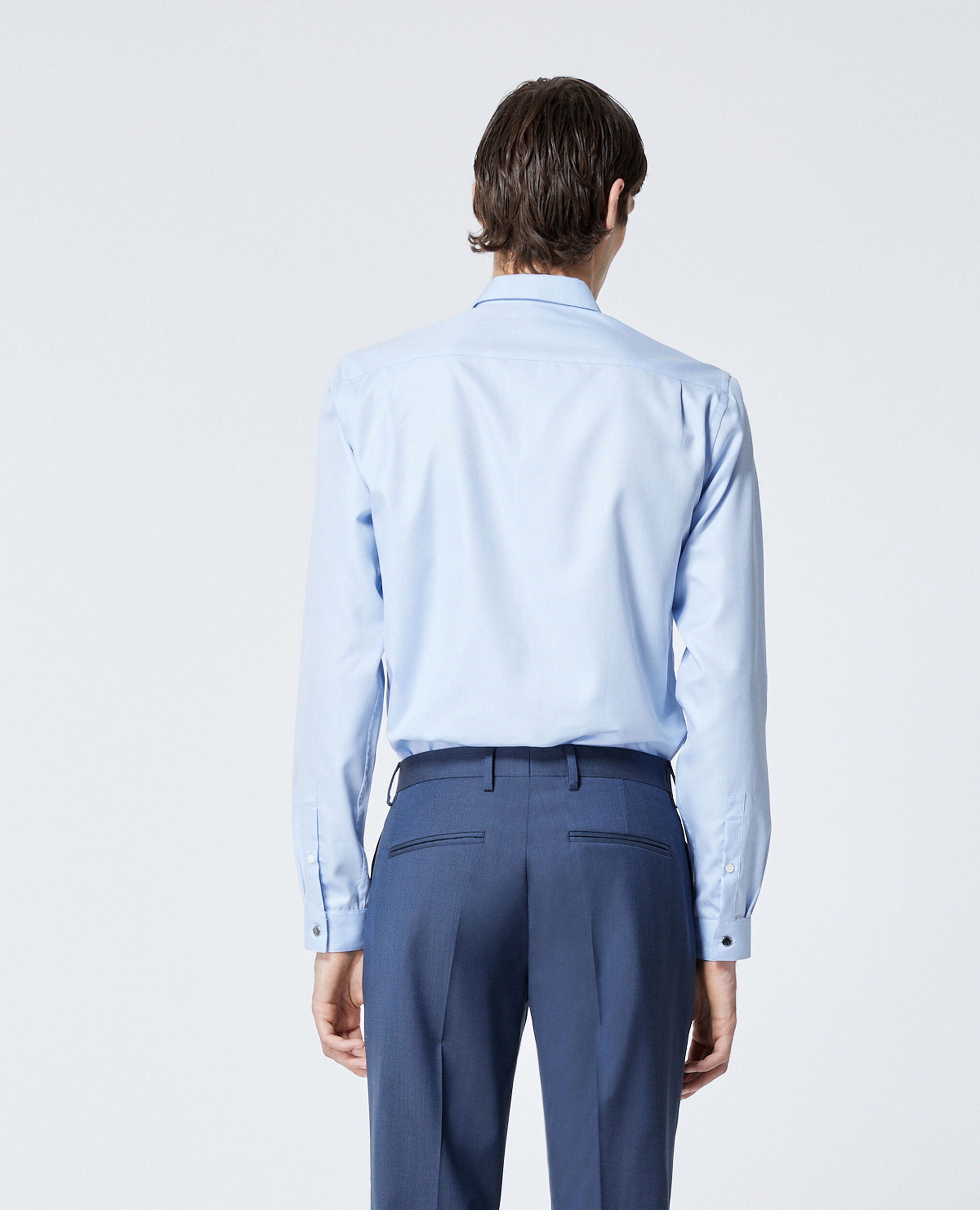Chic blue shirt in cotton w/cutaway collar, BLUE, hi-res image number null