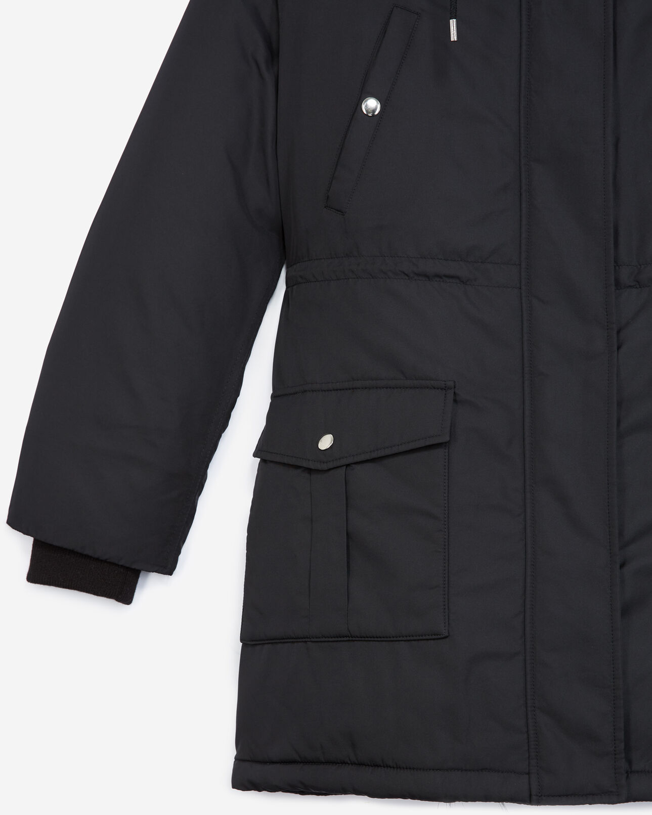 The Kooples FEMME BLACK parka capuche noire à fausse fourrure