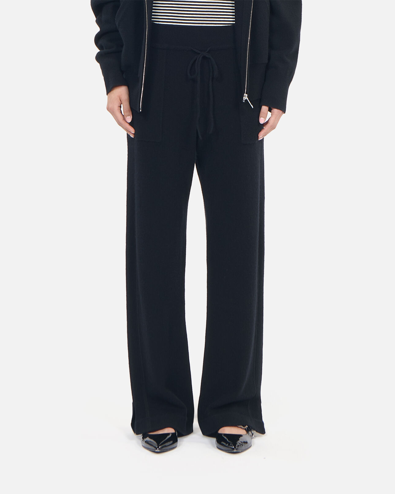 The Kooples WOMEN BLACK black wool and cashmere trousers