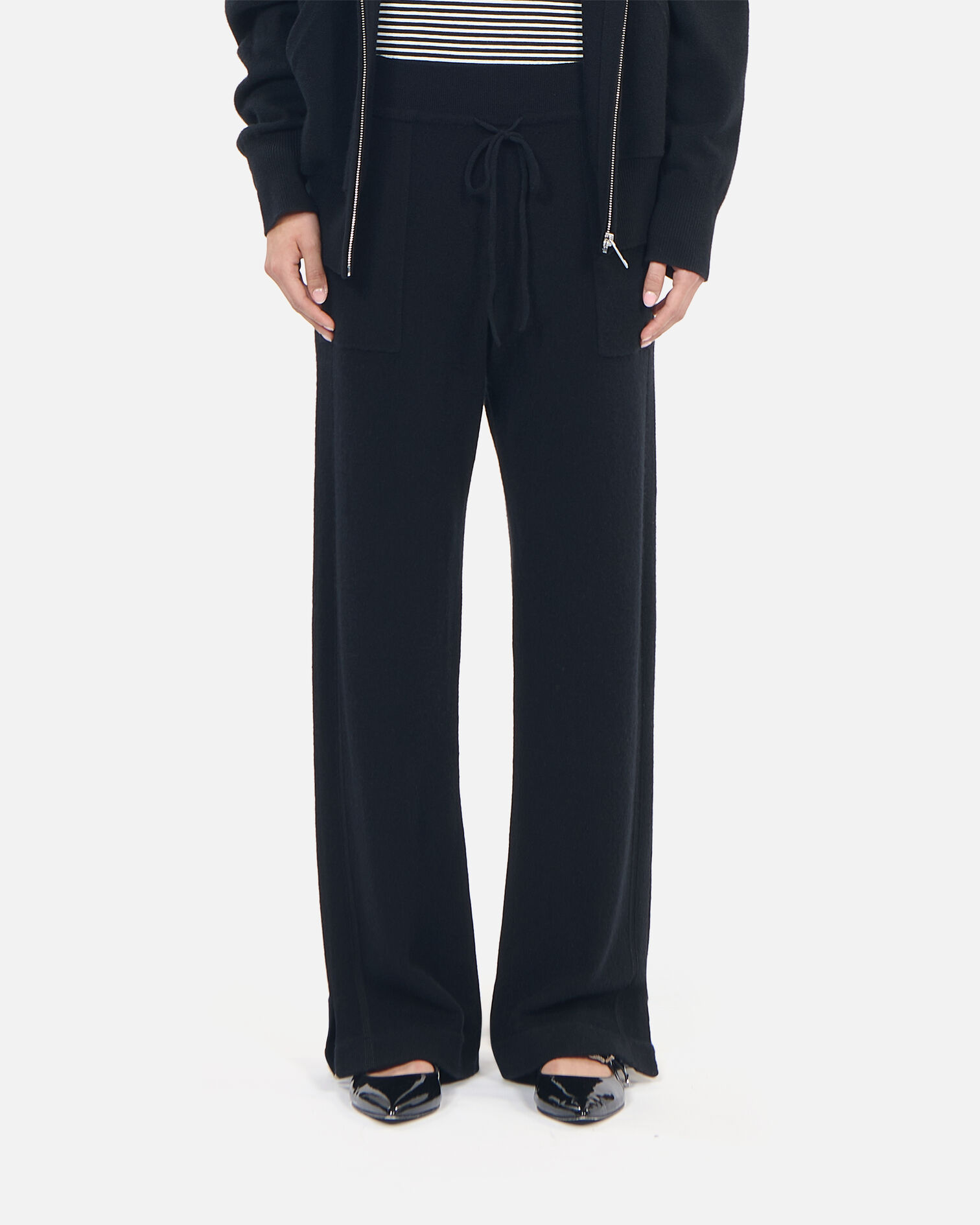 Black wool and cashmere trousers, BLACK, hi-res image number null