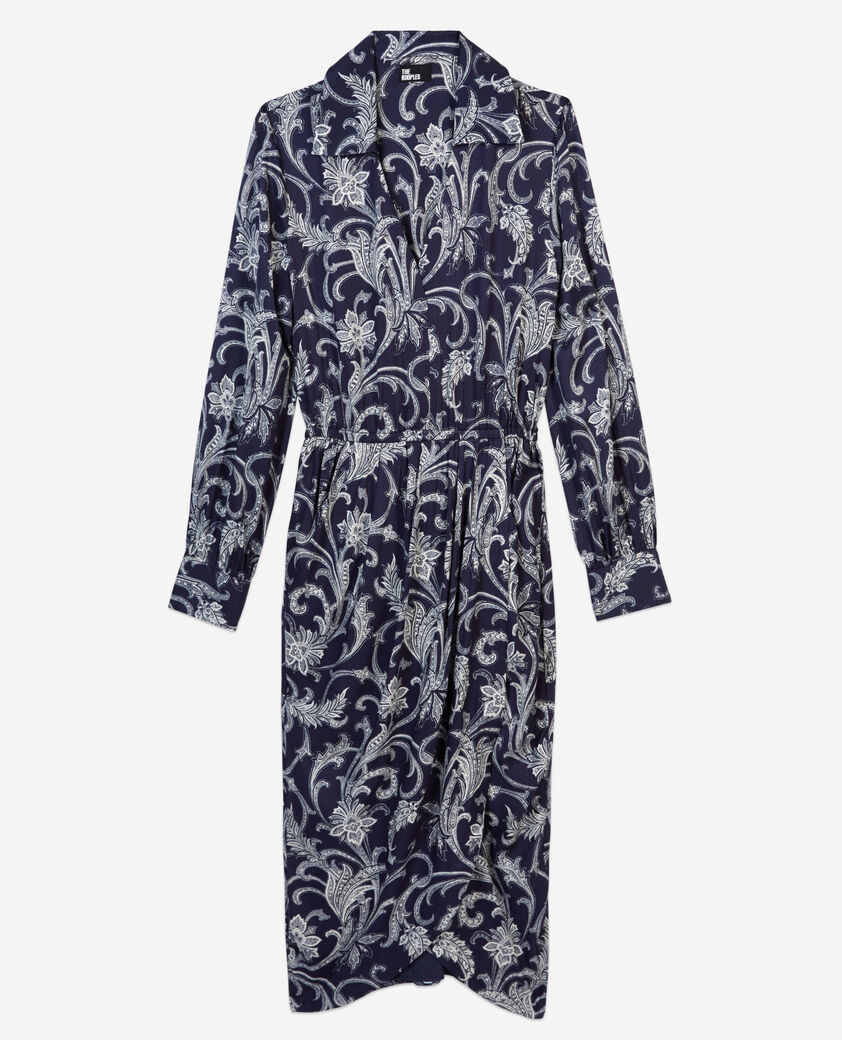 The Kooples FEMME NAVY robe midi fleurie