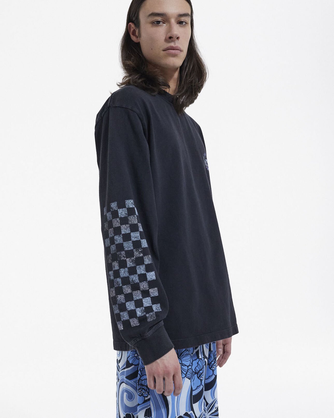 The Kooples HOMME BLACK WASHED t-shirt noir coton imprimé manches longues