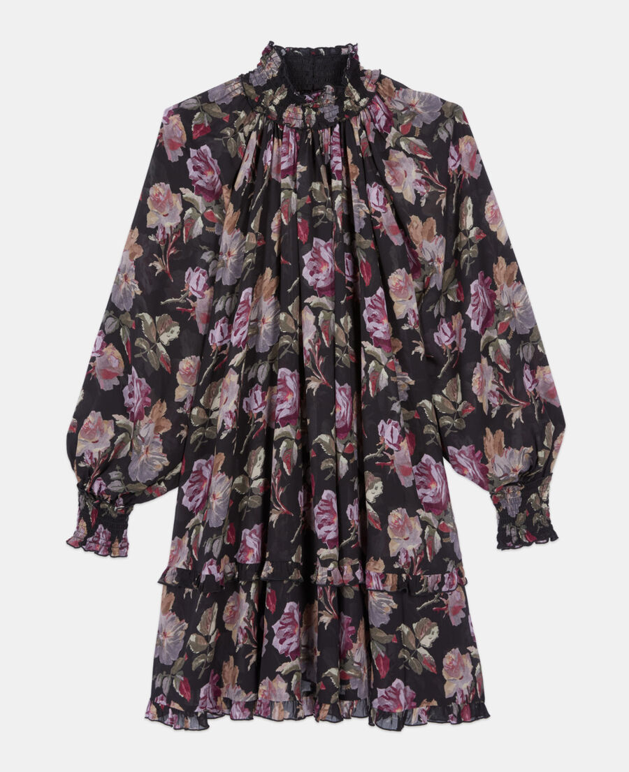 The Kooples DAMEN BLACK / PURPLE kurzes kleid mit blumenprint