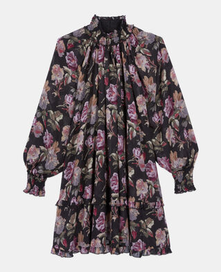 The Kooples DAMEN BLACK / PURPLE kurzes kleid mit blumenprint
