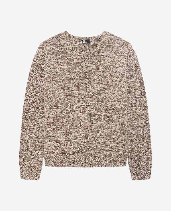 The Kooples HOMME BEIGE-BROWN pull mouliné beige et blanc
