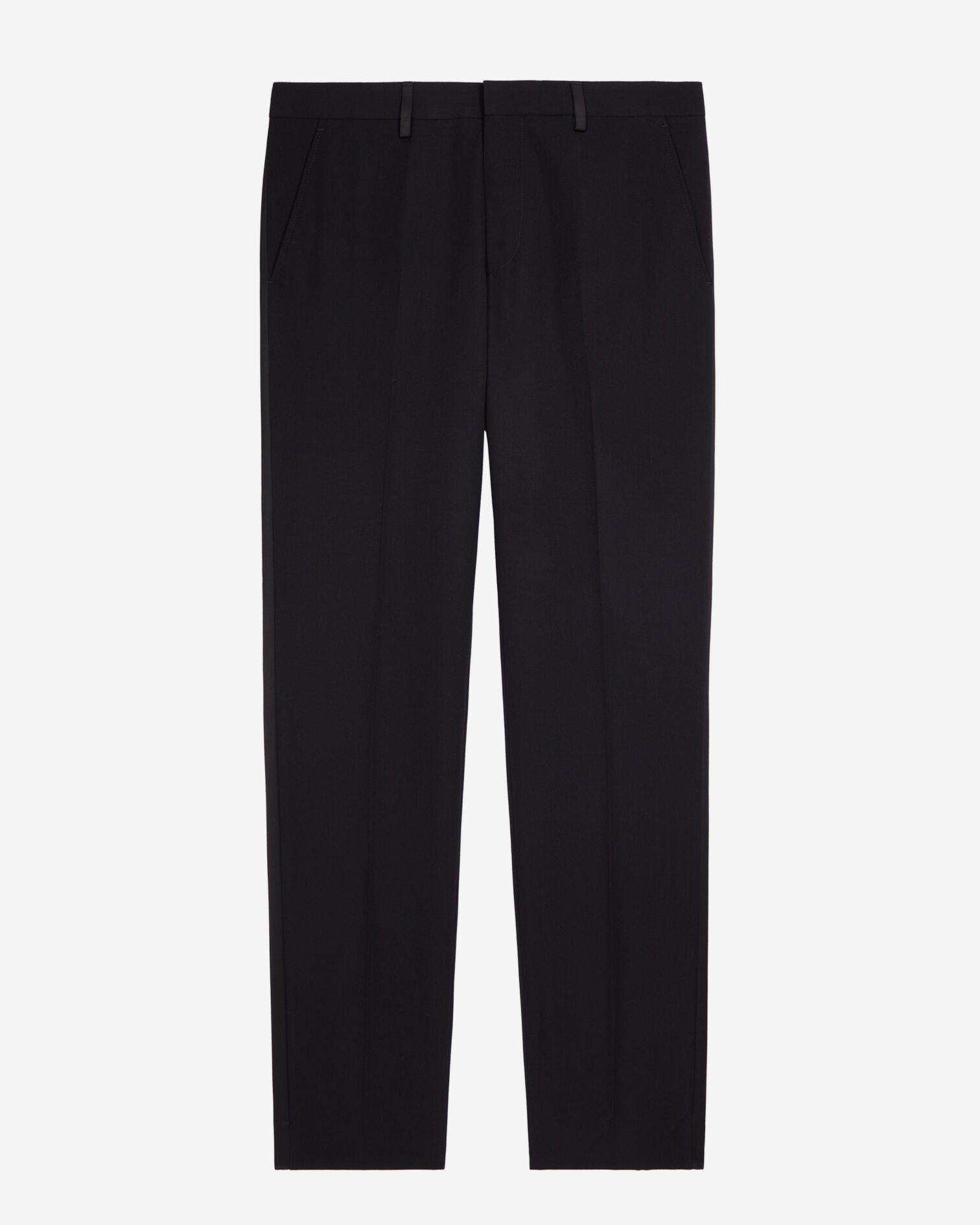 Pantalon de smoking avec détails en satin droit noir, BLACK, hi-res image number null