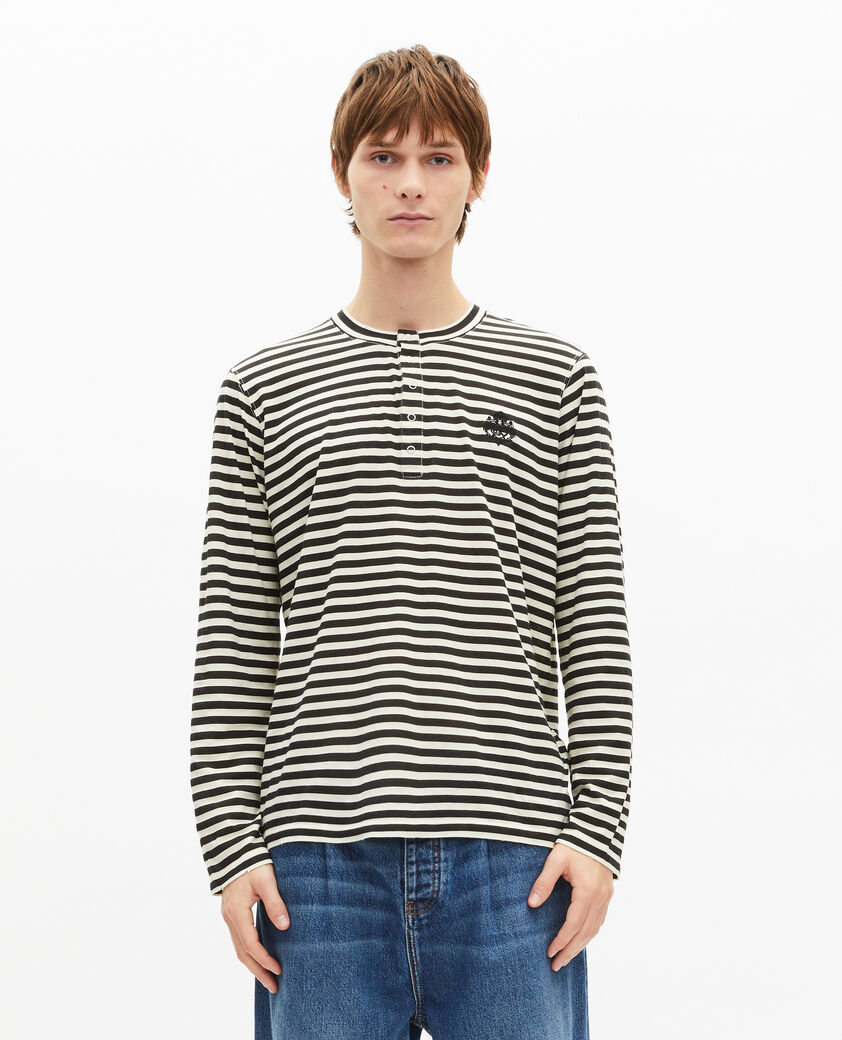 The Kooples HOMME LIGHT BEIGE t-shirt manches longues &agrave; rayures beige