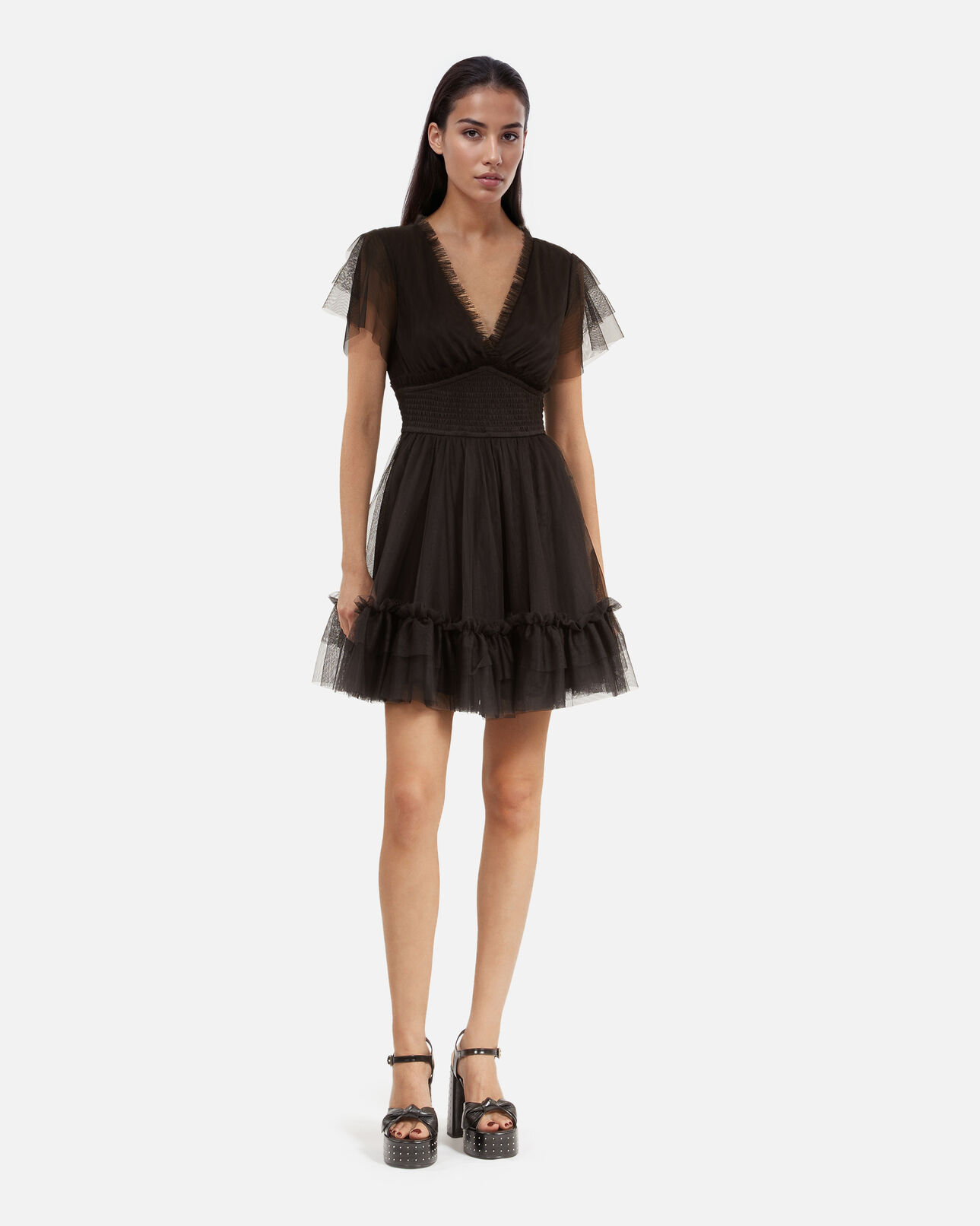 The Kooples WOMEN BLACK short black tulle dress