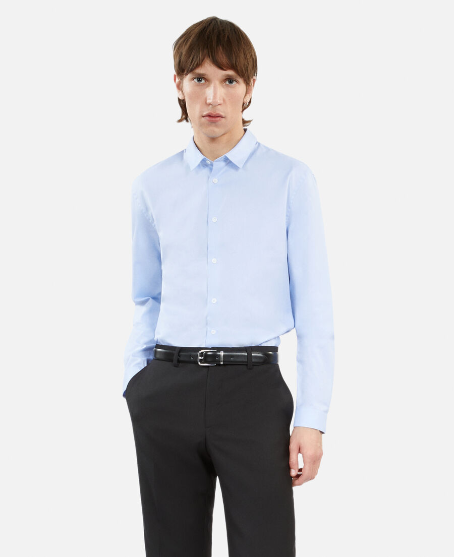 camisa formal azul algodón