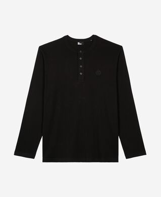 The Kooples MEN BLACK long-sleeved t-shirt with black crest