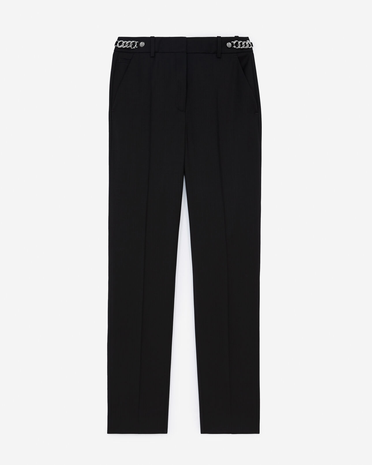 The Kooples FEMME BLACK pantalon laine noir slim avec chaine