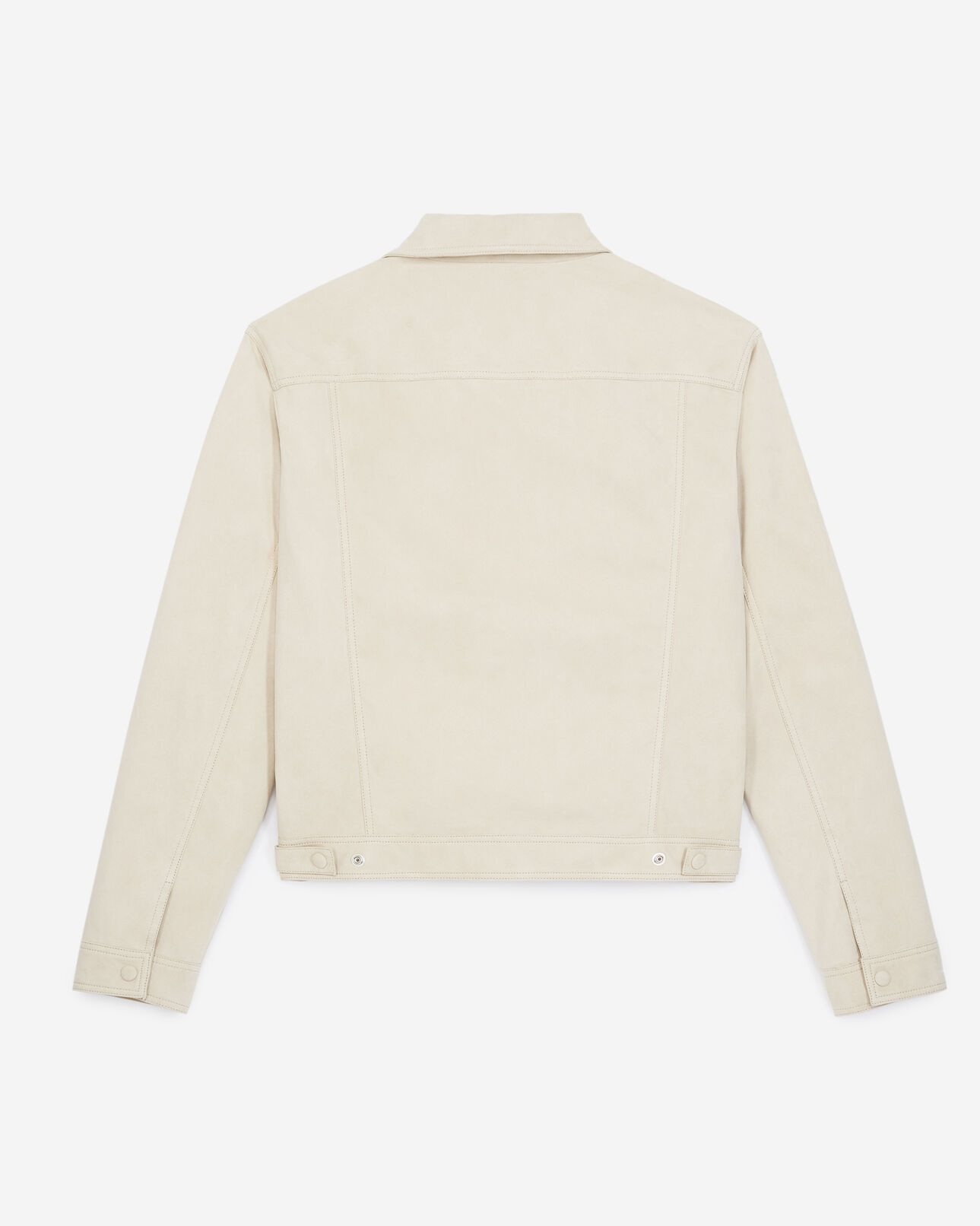 The Kooples MEN LIGHT BEIGE suede-like beige leather shirt w/buttons