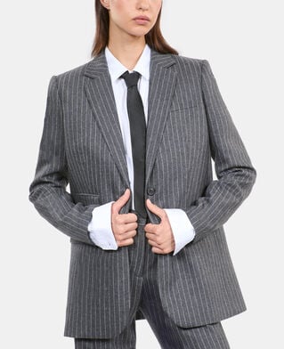 The Kooples FEMME LIGHT GREY veste tailleur à rayures