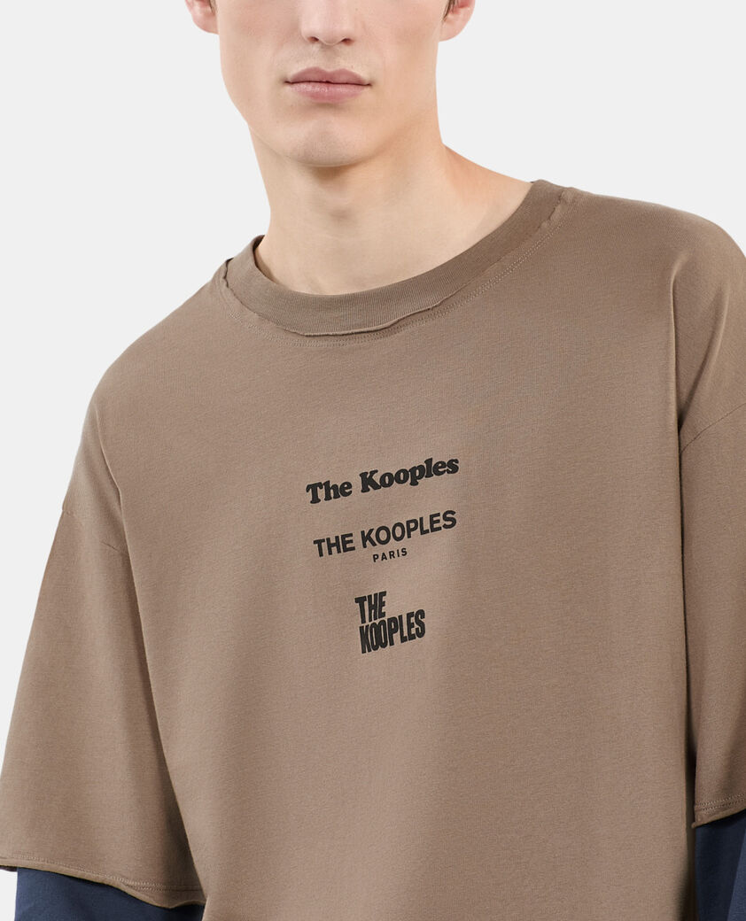 The Kooples HOMME BEIGE KAKI t-shirt manches longues kaki