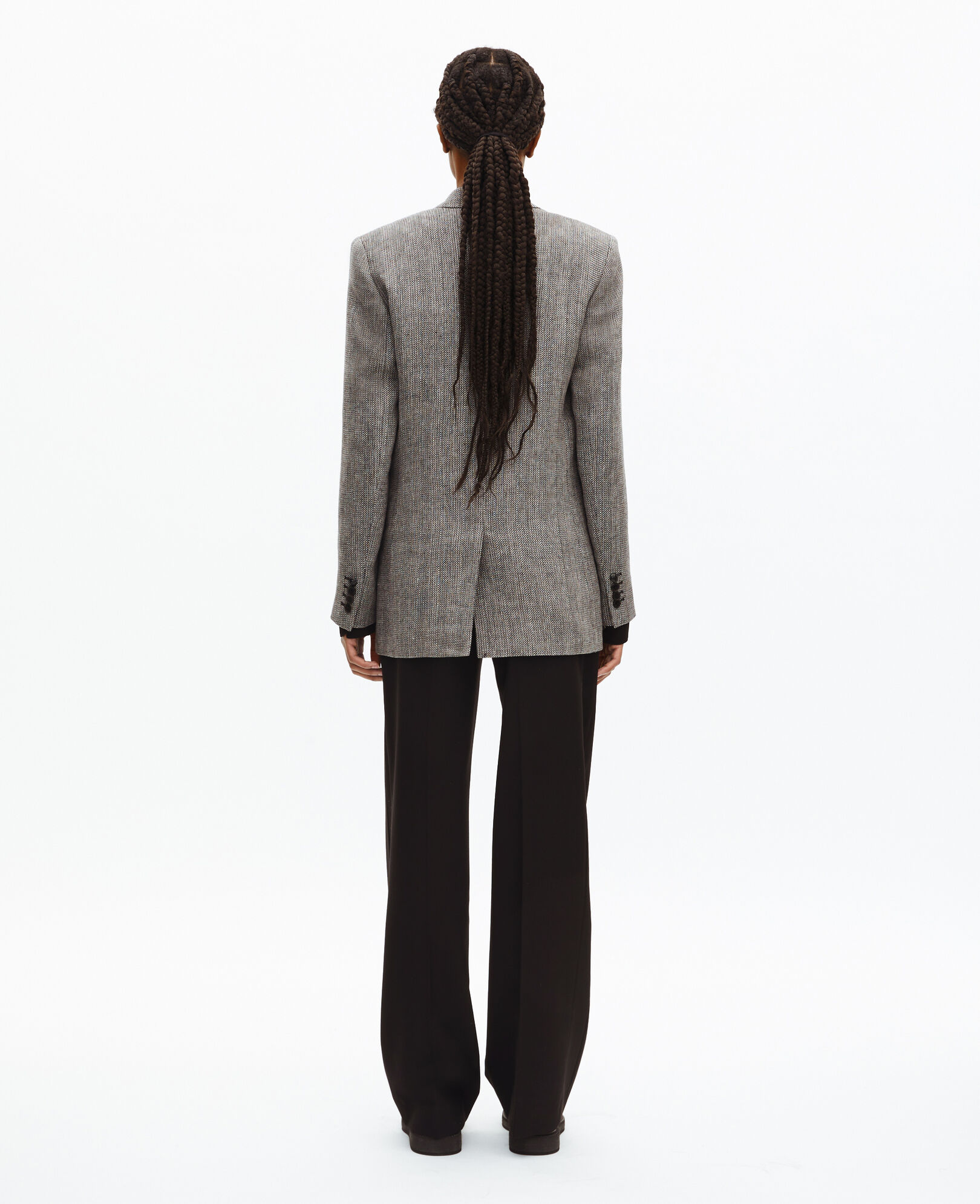 The Kooples WOMEN GREY gray wool and linen suit jacket