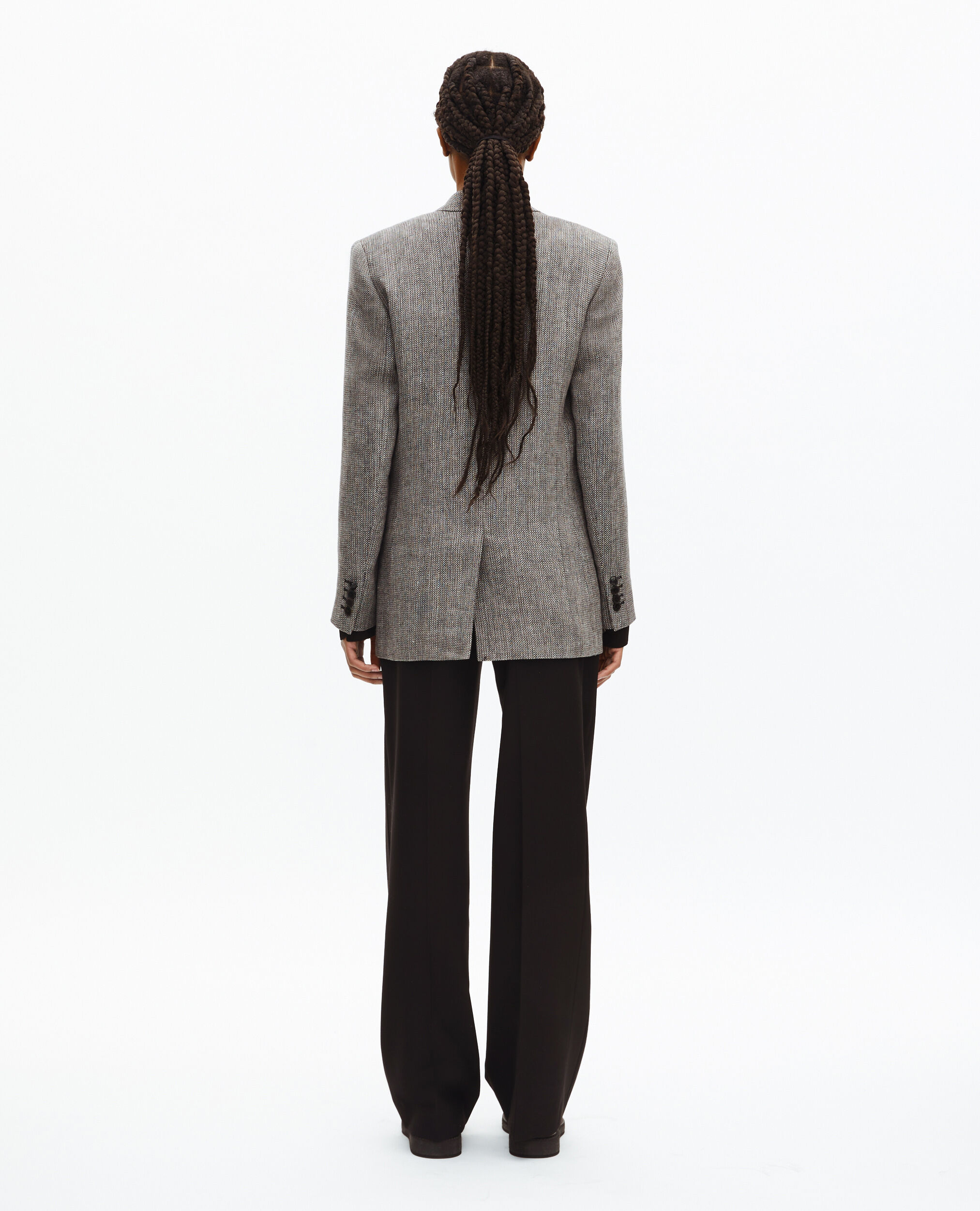 Gray wool and linen suit jacket, GREY, hi-res image number null