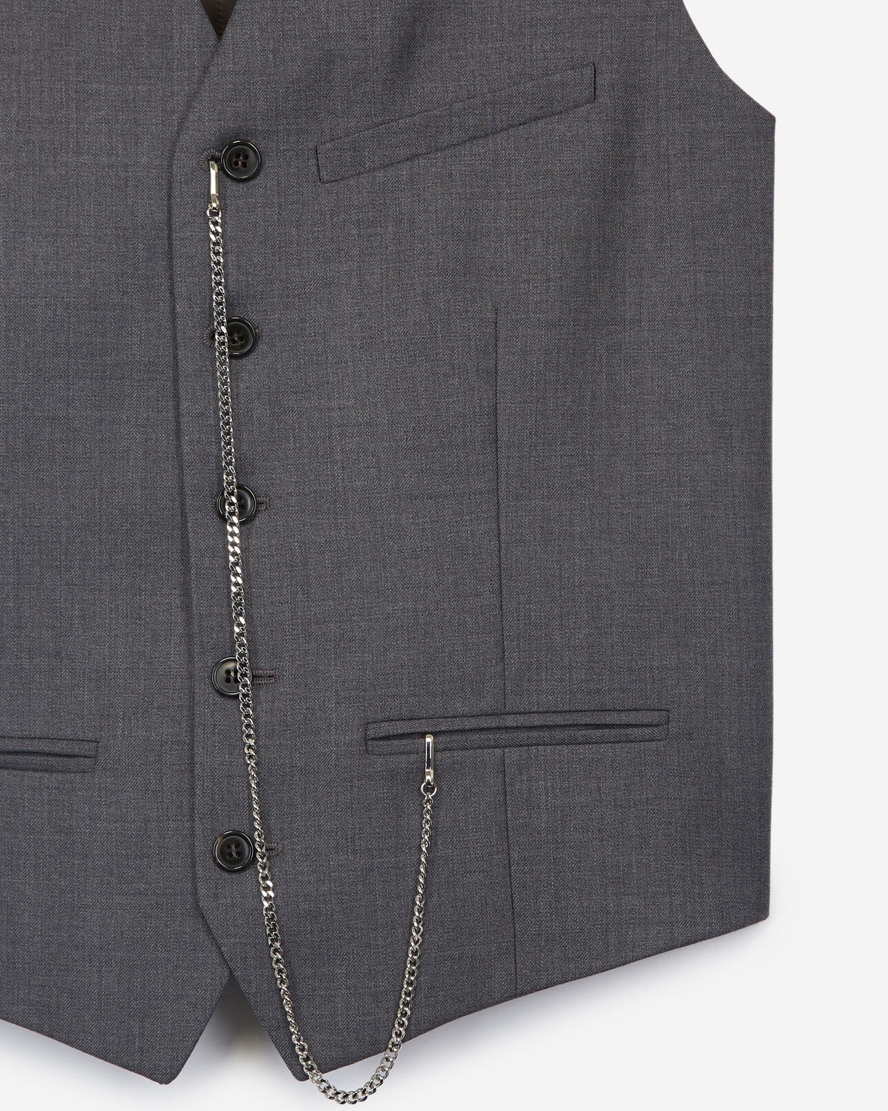 The Kooples MEN GREY buttoned light grey waistcoat in wool