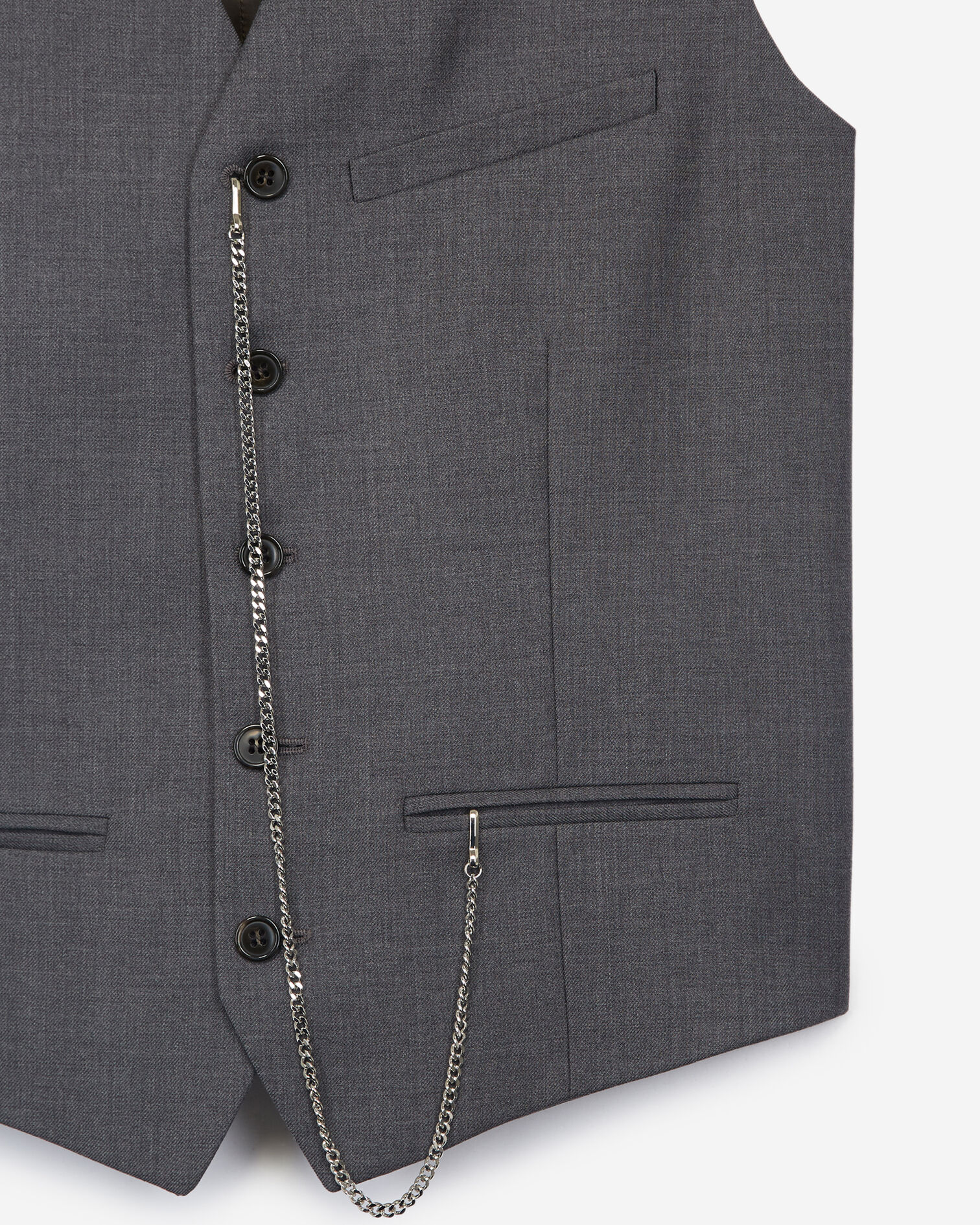 Buttoned light grey waistcoat in wool, GREY, hi-res image number null