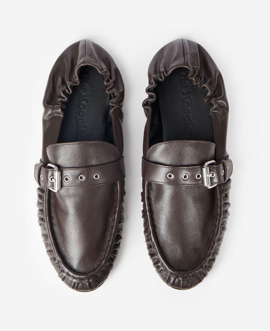 The Kooples WOMEN DARK BROWN brown leather loafers