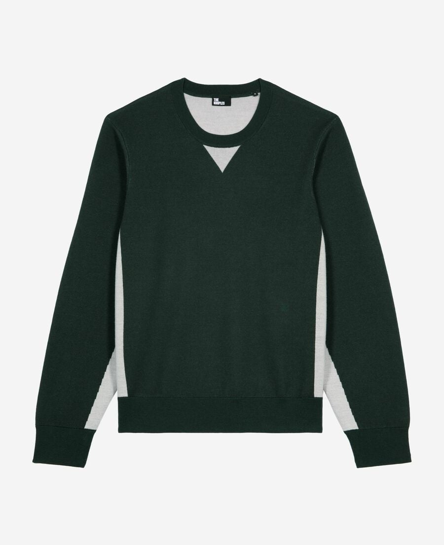 The Kooples HOMME GREY / GREEN pull avec contrastes de couleurs vert foncé