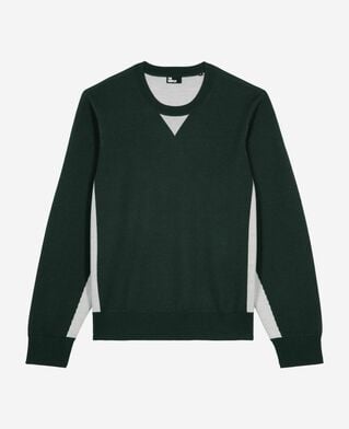 The Kooples HOMME GREY / GREEN pull avec contrastes de couleurs vert foncé