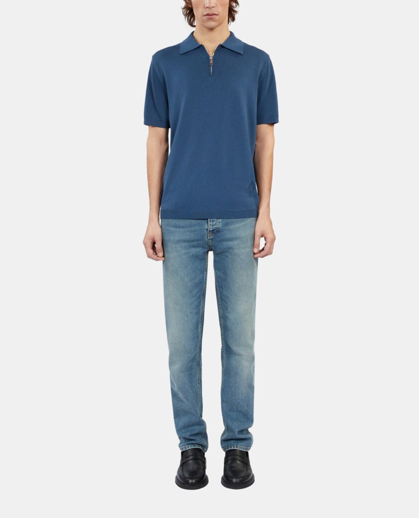 The Kooples HERREN MIDDLE NAVY königsblaues poloshirt aus strick