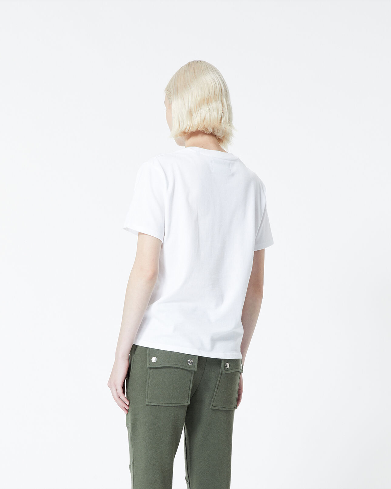 The Kooples FEMME WHITE t-shirt blanc coton à logo embossé