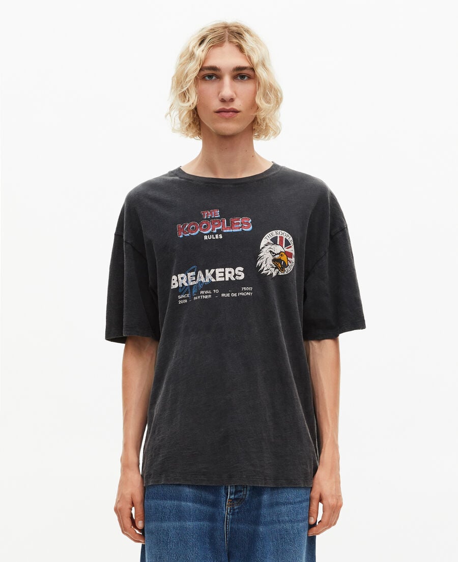 The Kooples H BLACK WASHED t-shirt with black screen print