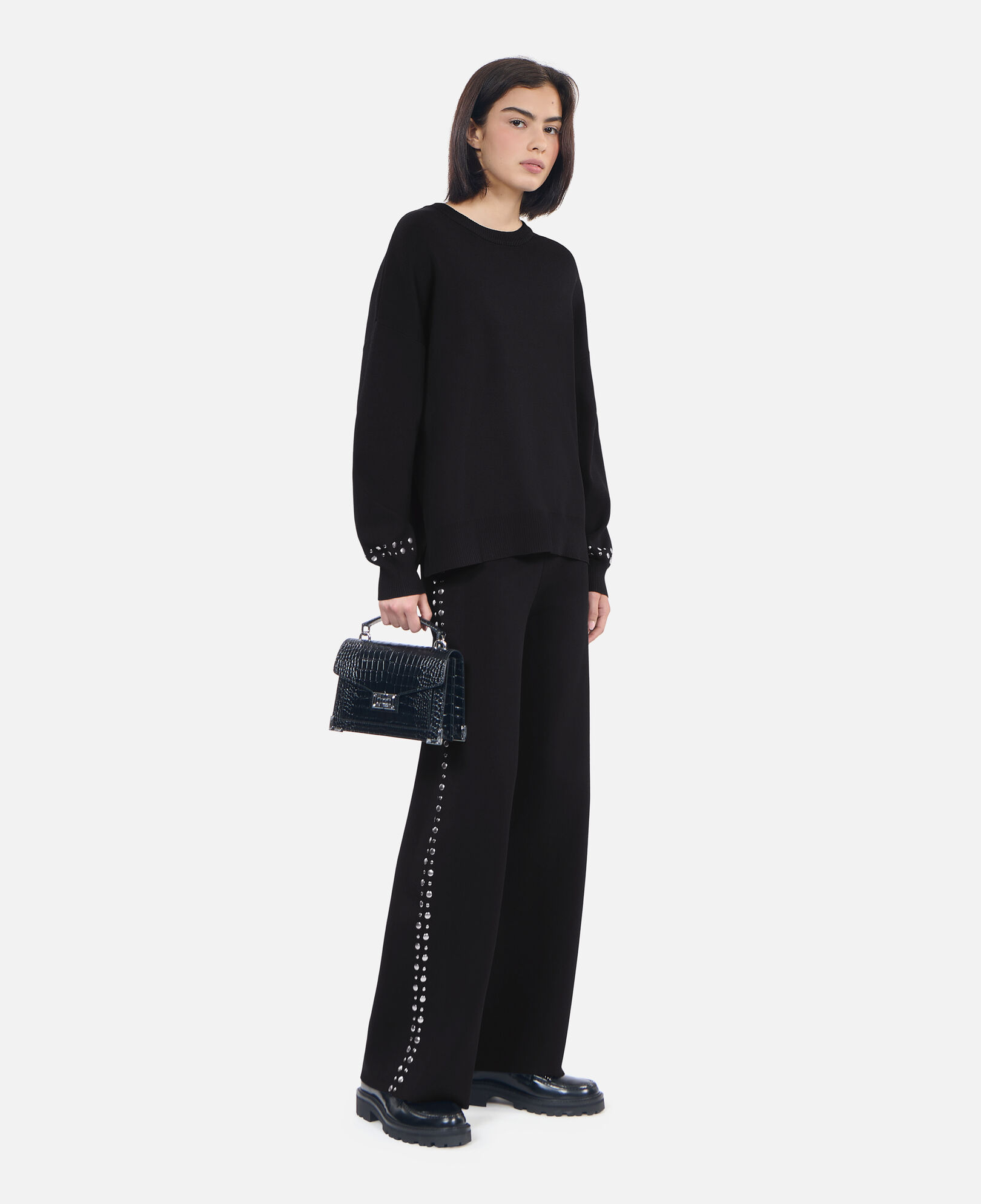 The Kooples FEMME BLACK sweatshirt noir avec studs