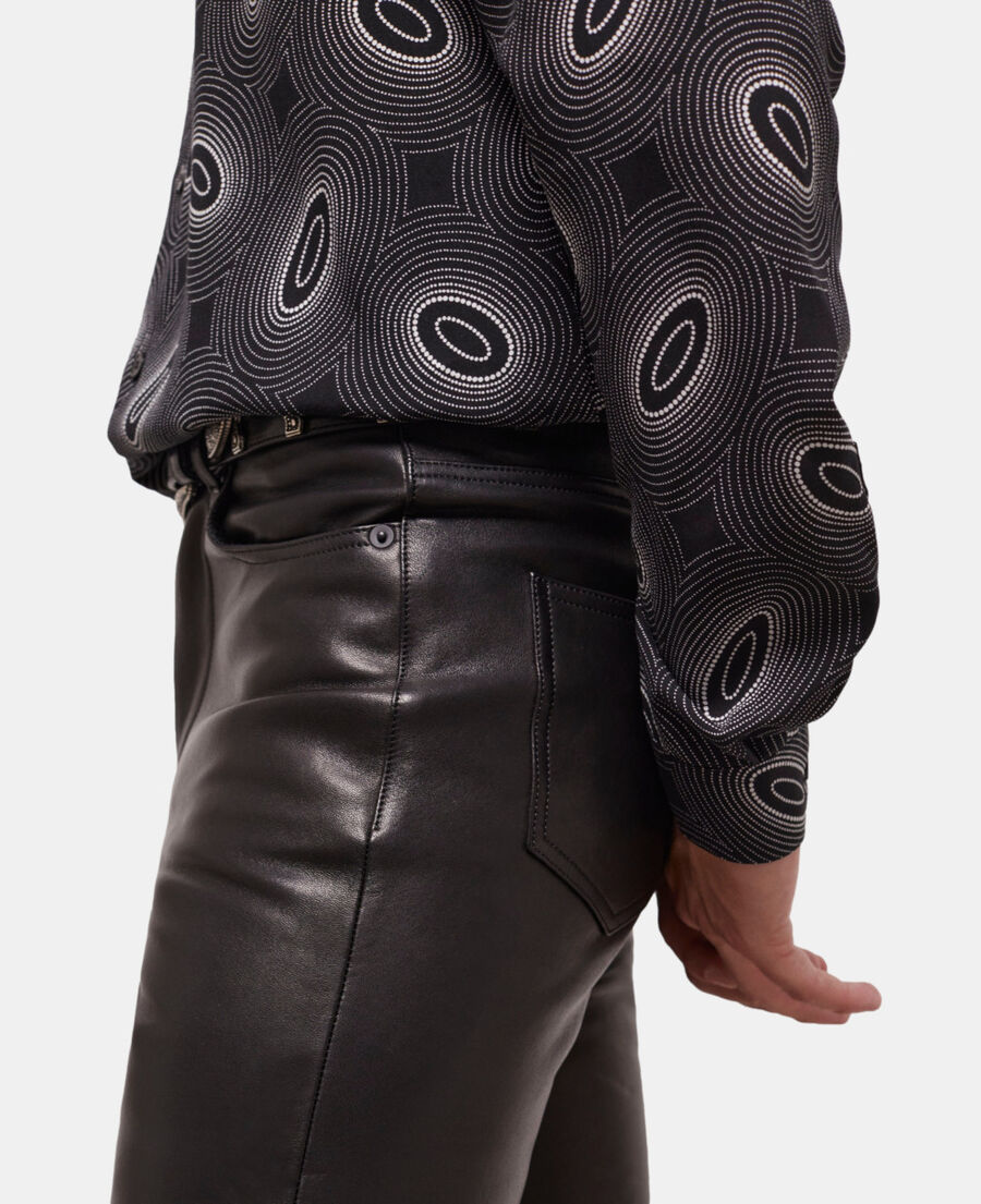 The Kooples MEN BLACK black leather slim-fit pants