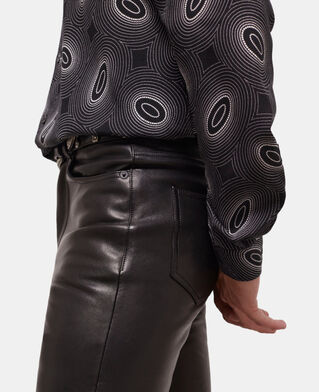 The Kooples MEN BLACK black leather slim-fit pants