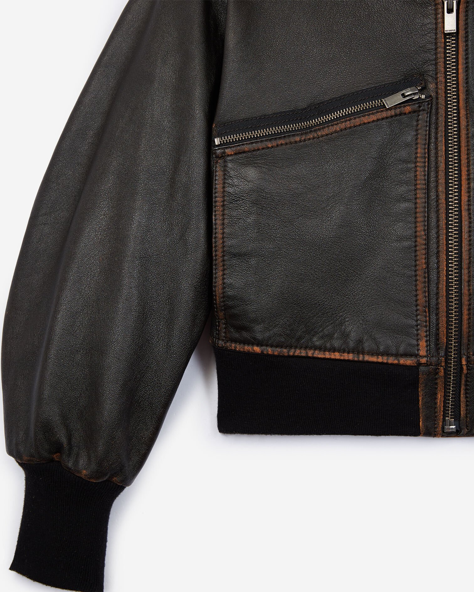 Vintage-style black leather jacket, BLACK VINTAGE, hi-res image number null