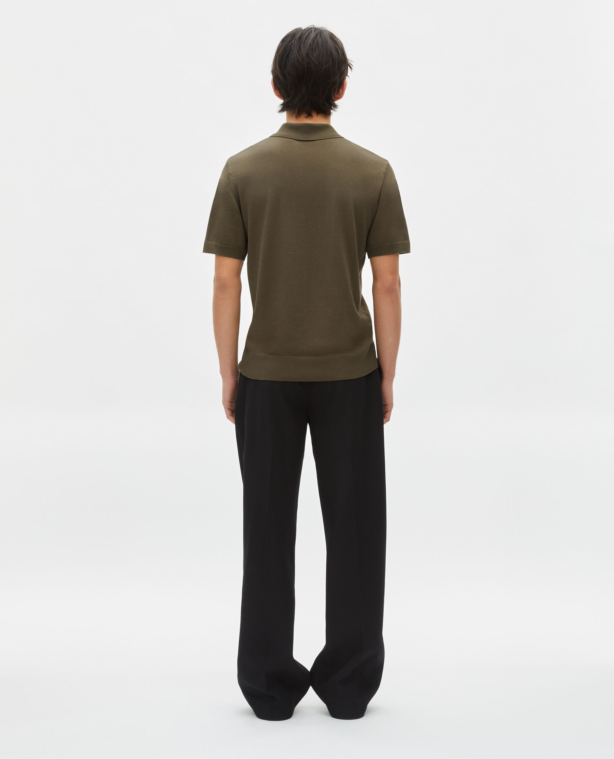 Khaki knit polo, OLIVE KAKI, hi-res image number null