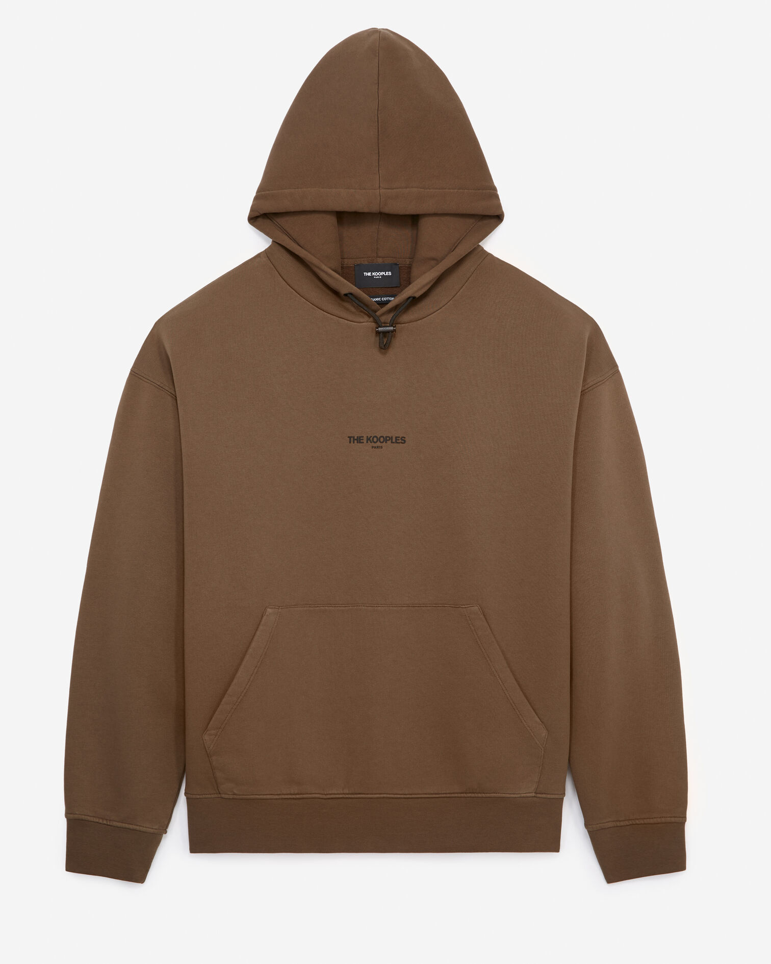 Chocolate cotton hoodie with logo, BROWN, hi-res image number null