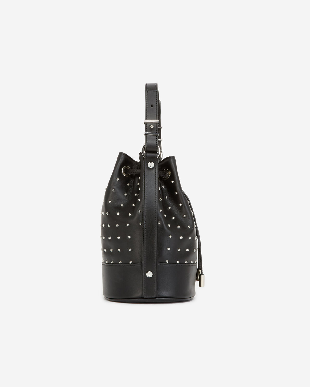 The Kooples WOMEN BLACK / SILVER studded medium tina bag in black leather
