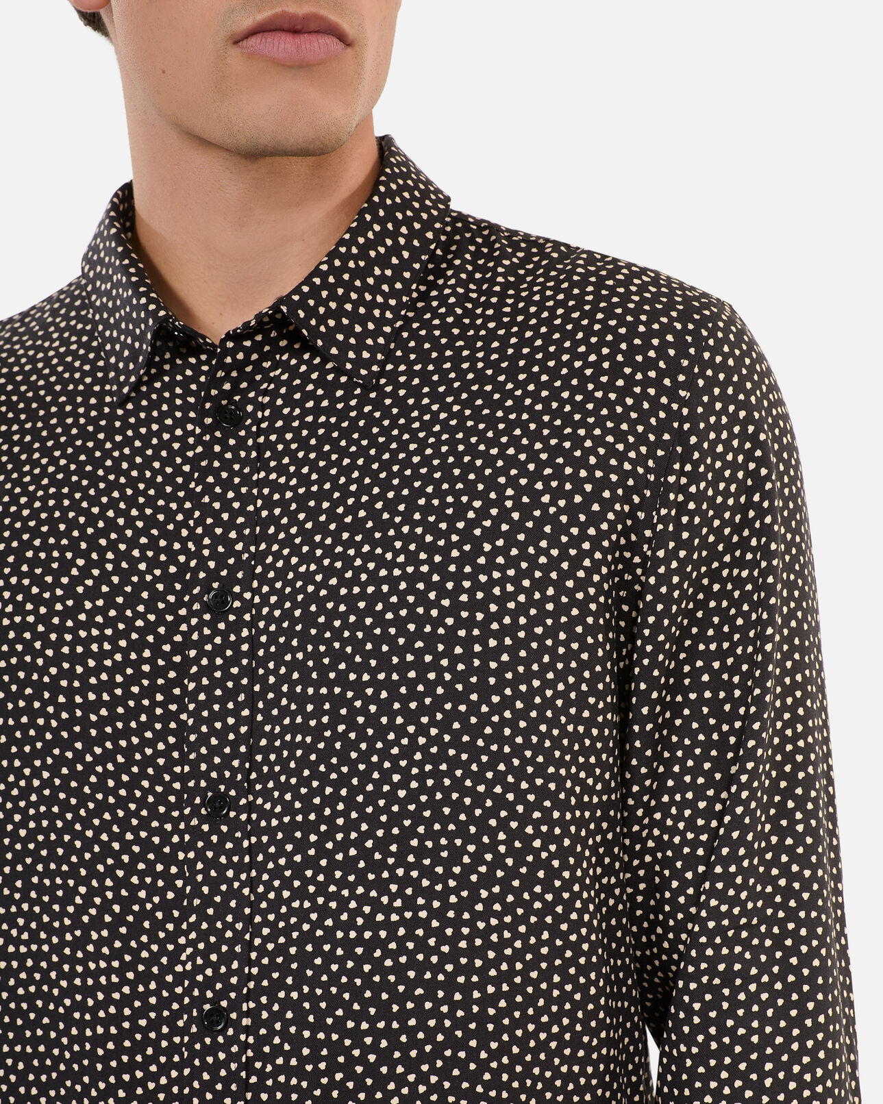 The Kooples HOMME BLACK WHITE chemise imprimé cœurs noir et blanc