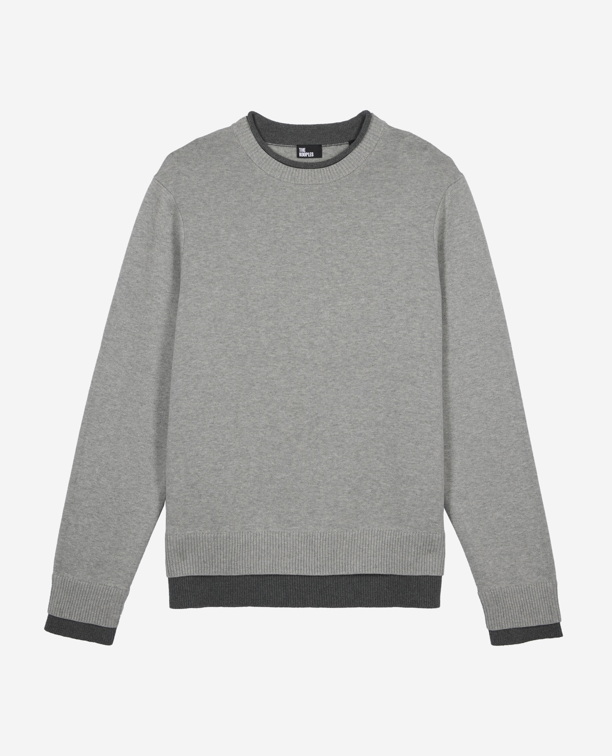 Gray cotton sweater, MIDDLE GREY / ANTHRACITE, hi-res image number null